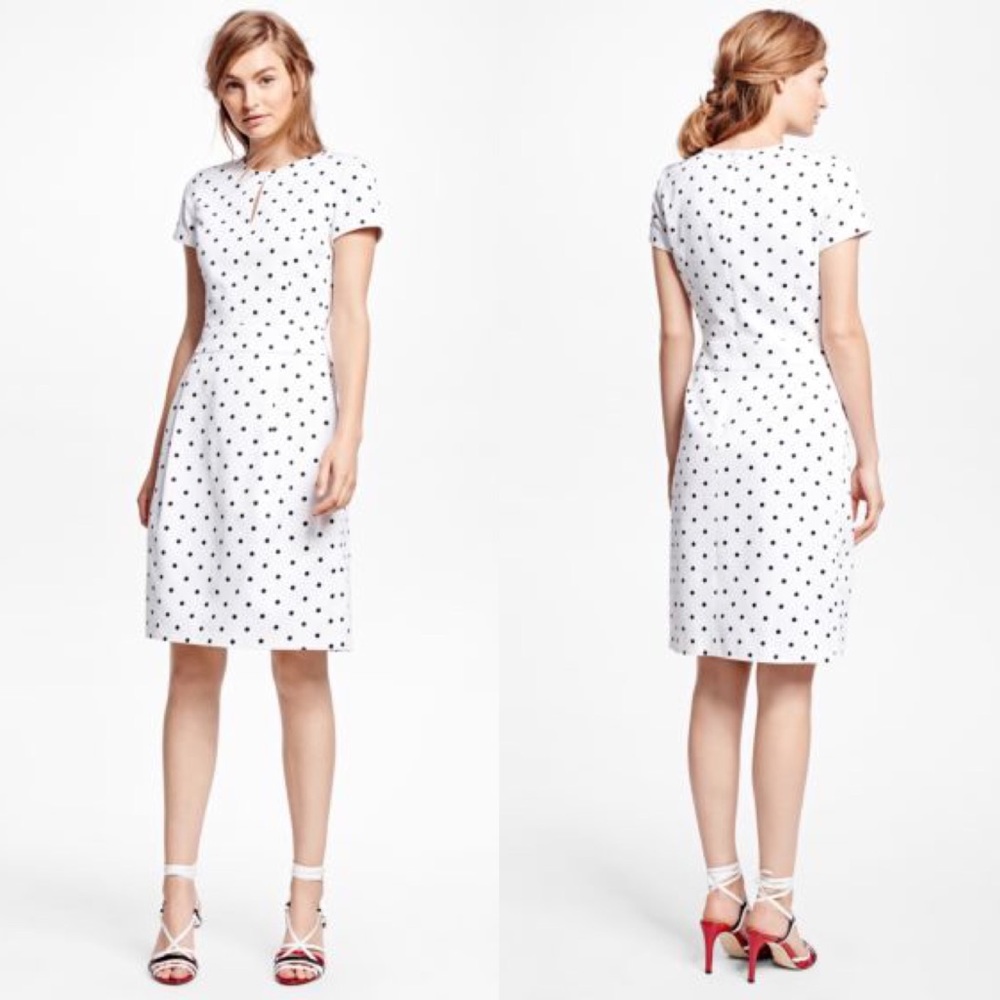 Brooks Brothers Red Fleece White Polka Dot Dress
